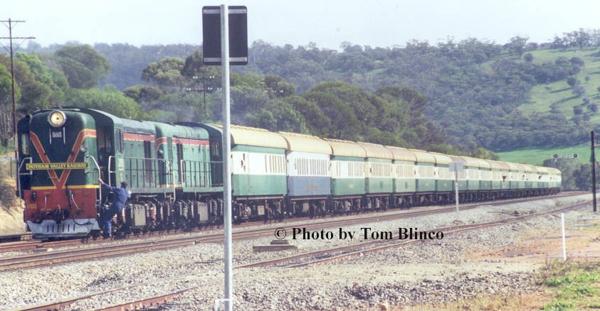 The 21 coach train after just arriving in West Toodyay yard