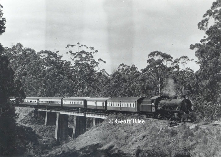 Z9 can be seen here on a Reso train to Northcliffe in 1971. This train headed by W903 which is now preserved by HVTR is seen crossing Eastbrook Bridge just south of the town of Pemberton. This Photo from the Murray Rowe Collection  Geoff Blee 